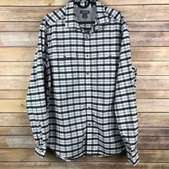 Kenneth Cole Button Down Shirt Black White Large - Picture 1 of 5